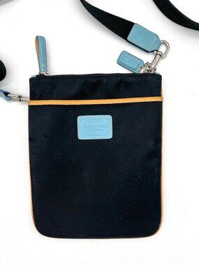 Coach Nylon & Leather Crossbody Bag Blue Zip Top Lightweight Travel Purse